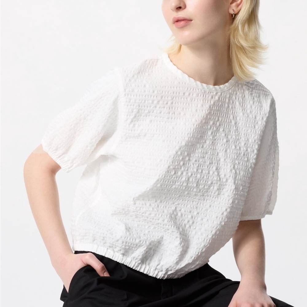 Uniqlo Textured White Women's Blouse